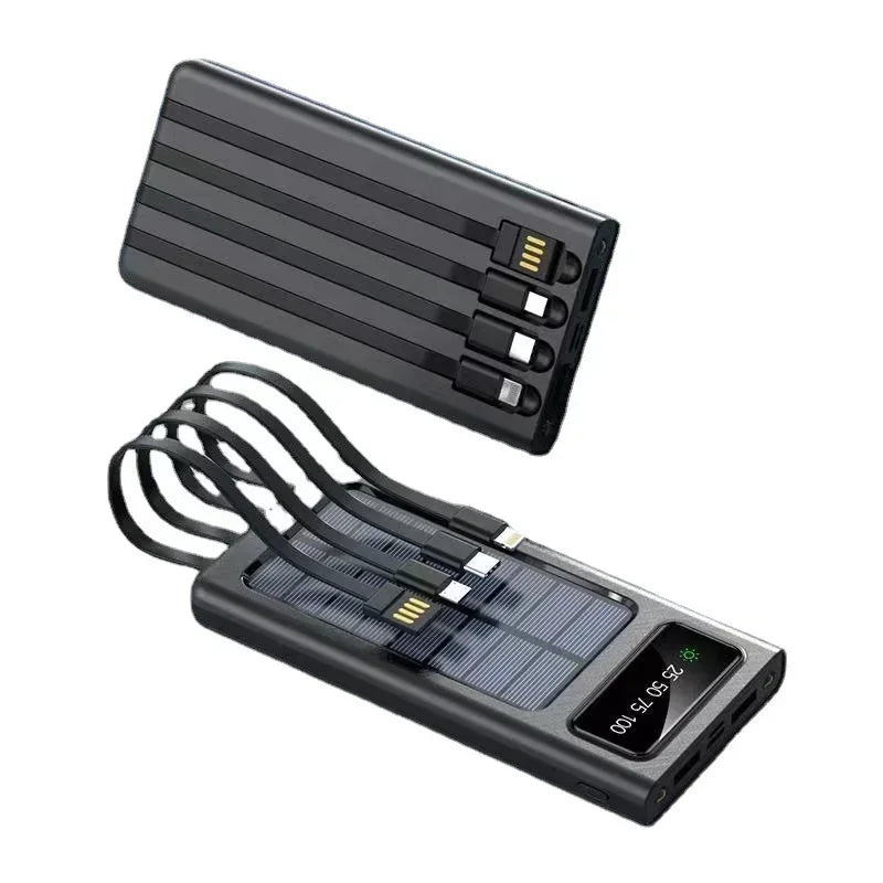 Solar Power Bank 20000CmAh, Fast Charging Built in Cable