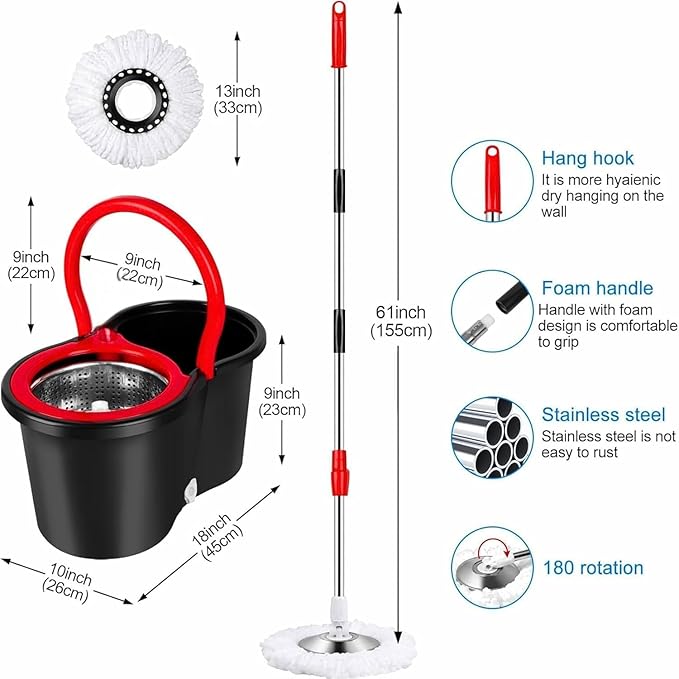 Premium Quality 360° Easy Spin Mop And Bucket Set Home Cleaner