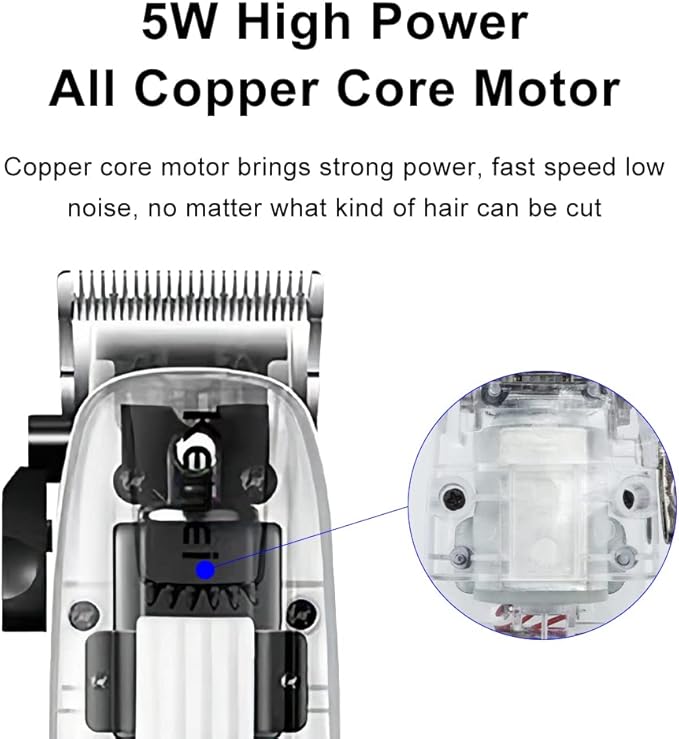 Transparent Hair Clippers Haircut with Adjustable Blades Smart LED Display