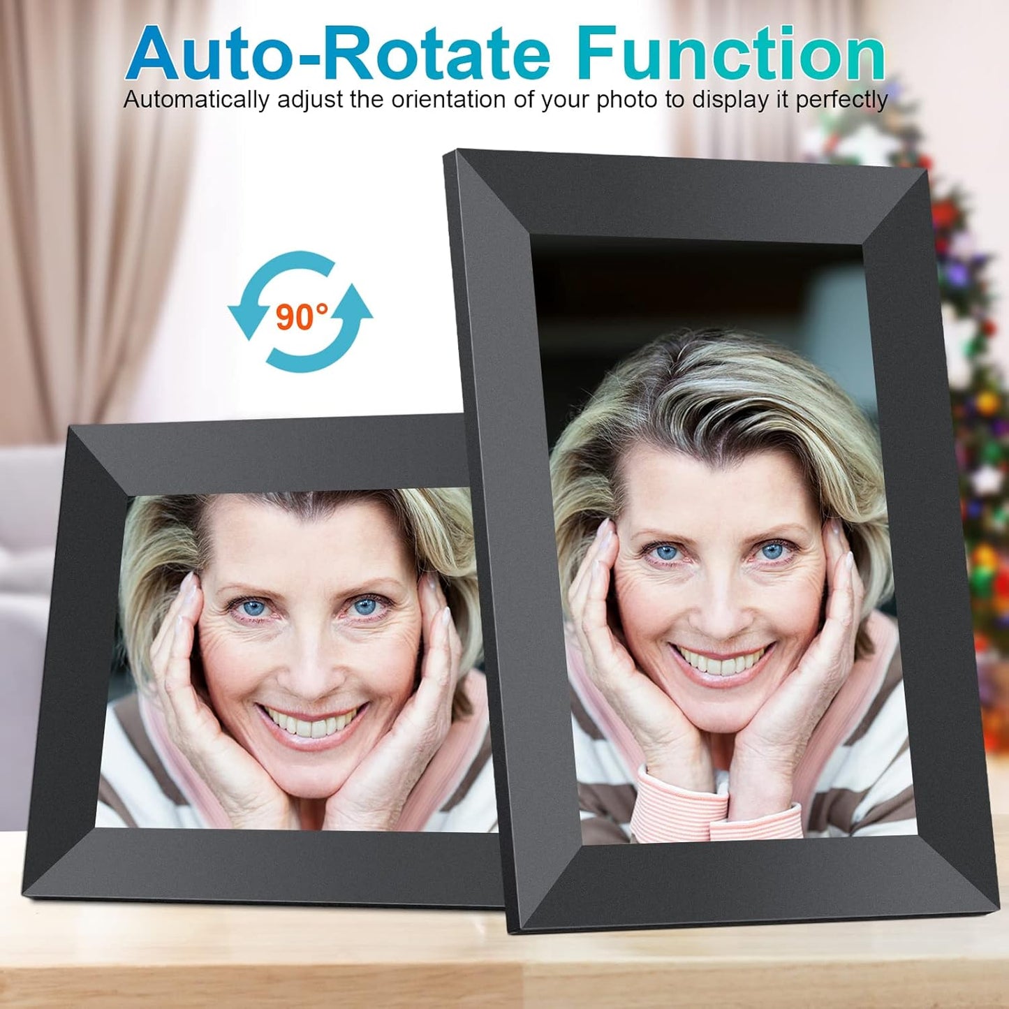 8 Inch Digital Photo Frame WiFi with1280*800 IPS LCD, Built-in 16GB Storage, Auto Rotate