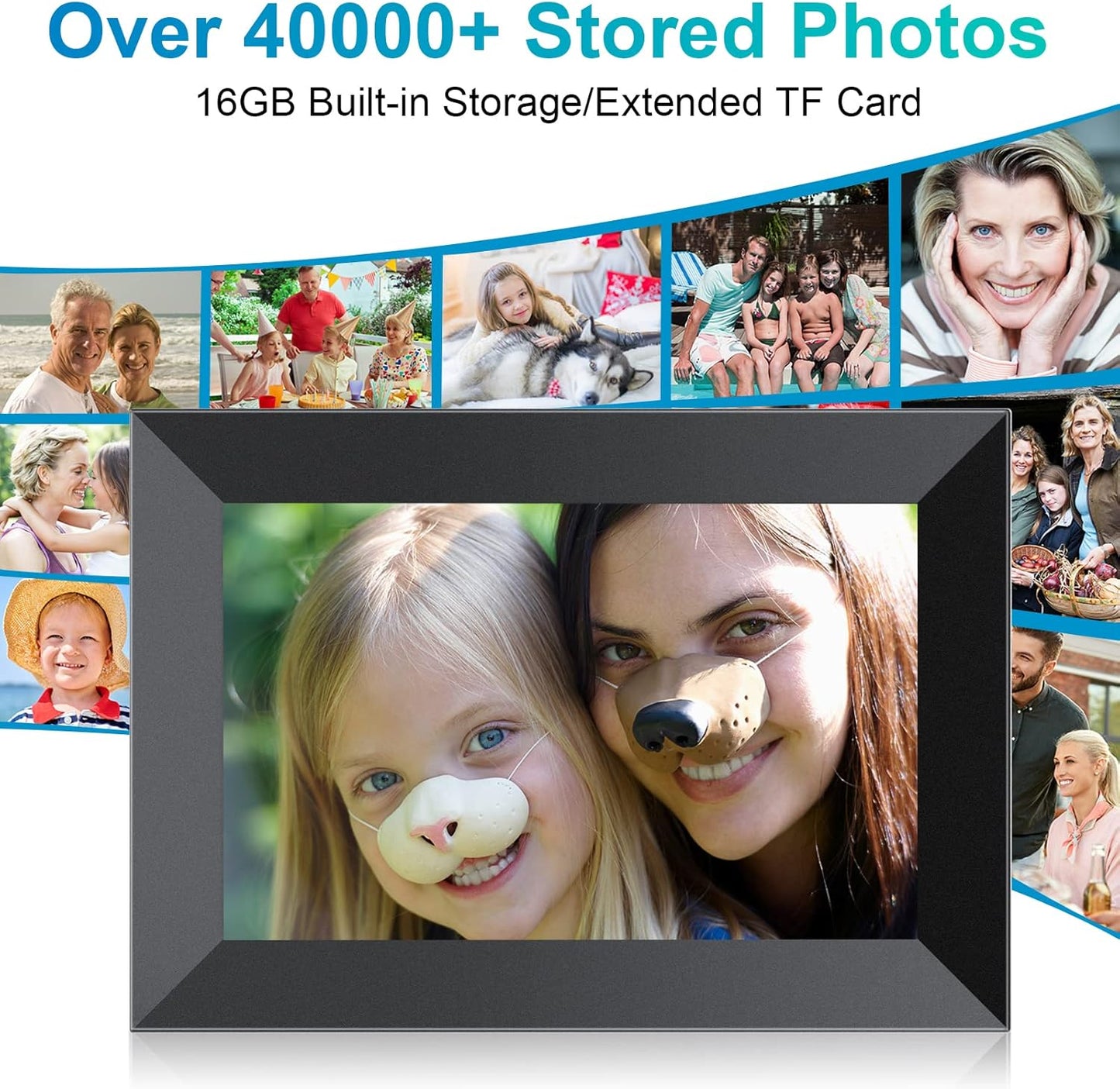 8 Inch Digital Photo Frame WiFi with1280*800 IPS LCD, Built-in 16GB Storage, Auto Rotate