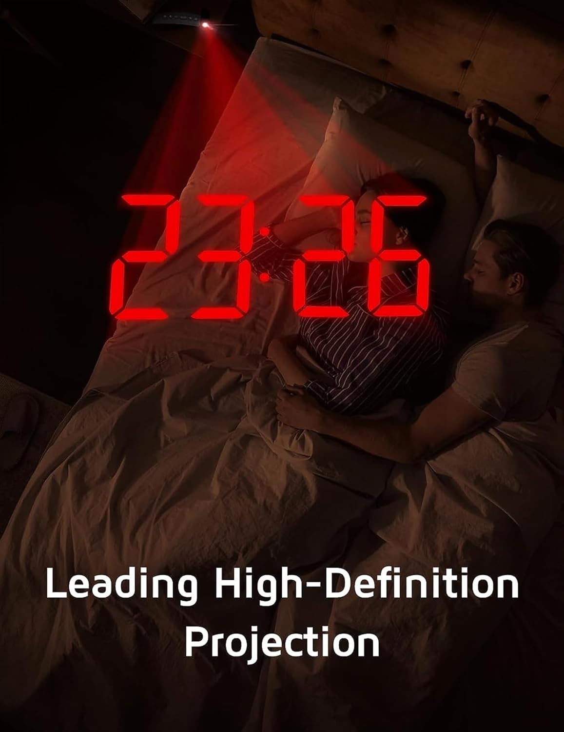 Digital Alarm  Clock with 180° Rotatable Projector, 3-Level Brightness Dimmer, Clear LED Display