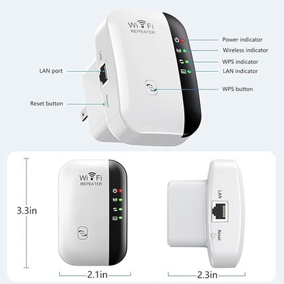 WiFi Extender, WiFi Booster, WiFi Repeater, Covers Up to 3000 Sq.ft, Internet Booster - with Ethernet Port, Quick Setup