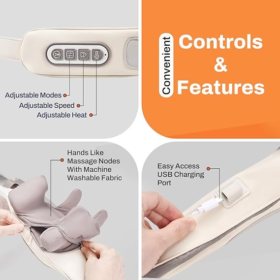 3-in-1 Knee Massager with Heat & Hand-Like Neck Massager