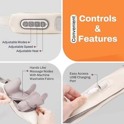 3-in-1 Knee Massager with Heat & Hand-Like Neck Massager