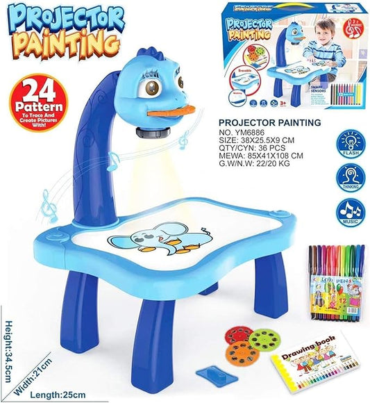 kids Educational Painting Table Light Music Children Projection Drawing Playset Table, Birthday Gift For Boys Girls