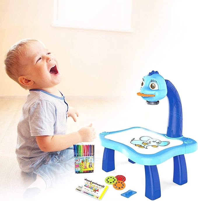 kids Educational Painting Table Light Music Children Projection Drawing Playset Table, Birthday Gift For Boys Girls