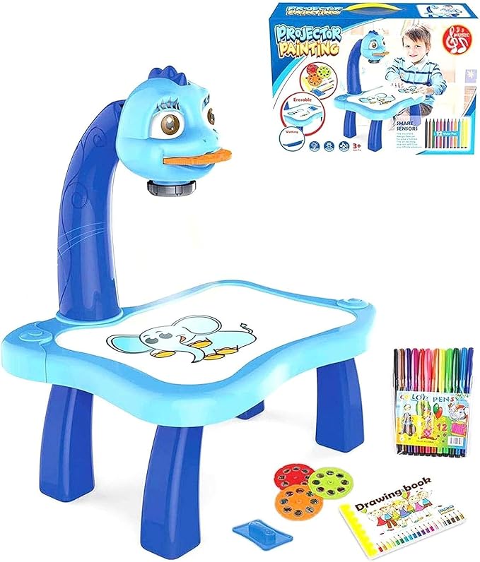 kids Educational Painting Table Light Music Children Projection Drawing Playset Table, Birthday Gift For Boys Girls