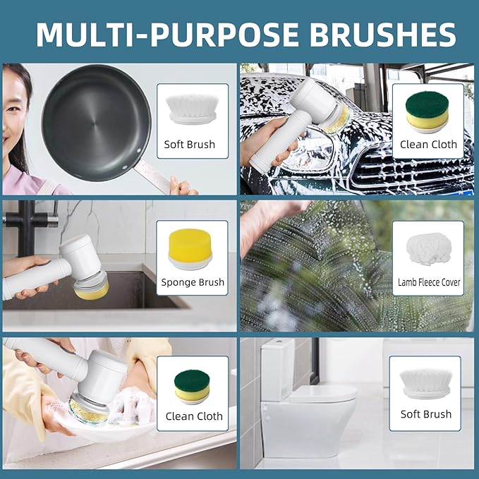 Electric Spin Scrubber, Electric Cleaning Brush,5in1 Magic Brush for cleanning Tile/Sink/WASH