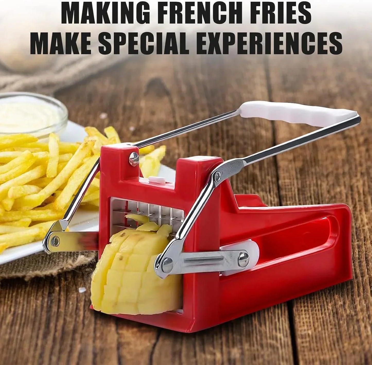 French Fry Cutter, 2-blade Potato Slicer, Non-slip Suction Lock Technology