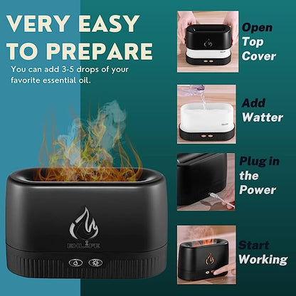Flame Air Diffuser Humidifier,Portable-Noiseless Aroma Diffuser for Home,Office