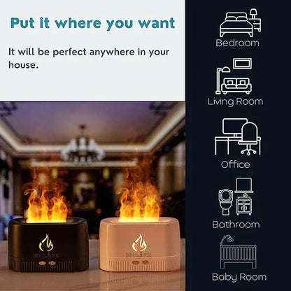 Flame Air Diffuser Humidifier,Portable-Noiseless Aroma Diffuser for Home,Office